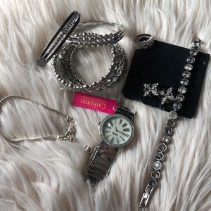 Selling Rhinestone bracelets, a ring, and Catherine Malandrino watch with Tag.